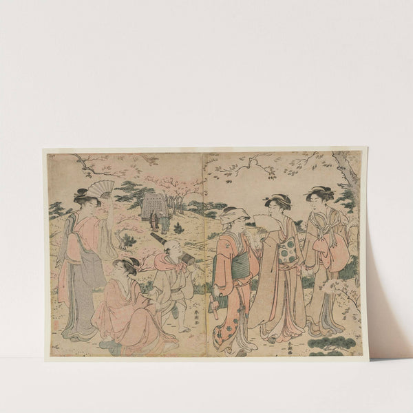 Women Viewing Cherry Blossoms at Asukayama (1780s) by Katsukawa Shunchō