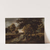 Wooded Landscape with Figures on a Path (mid-17th to early 18th century) by Meindert Hobbema