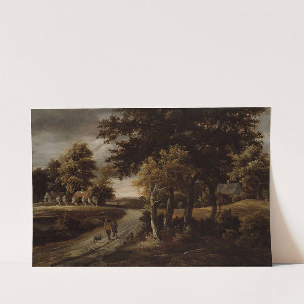 Wooded Landscape with Figures on a Path (mid-17th to early 18th century) by Meindert Hobbema