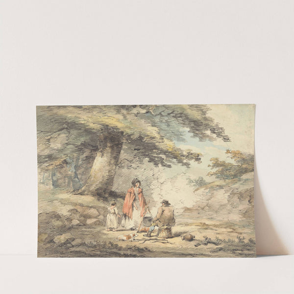 Wooded Landscape with Figures Round a Cooking Pot by Thomas Hand