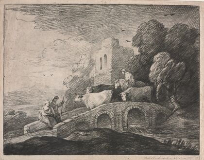 Wooded Landscape with Herdsmen Driving Cattle (1779–1780)