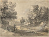 Wooded Landscape with Horseman, Figures, and Bridge