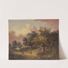 Wooded Landscape with Woman and Child Walking Down a Road by Robert Ladbrooke