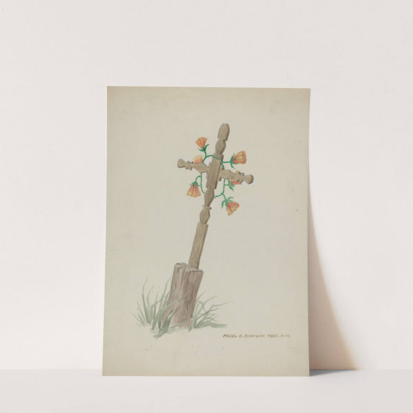 Wooden Cross used as Headstone by Majel G. Claflin
