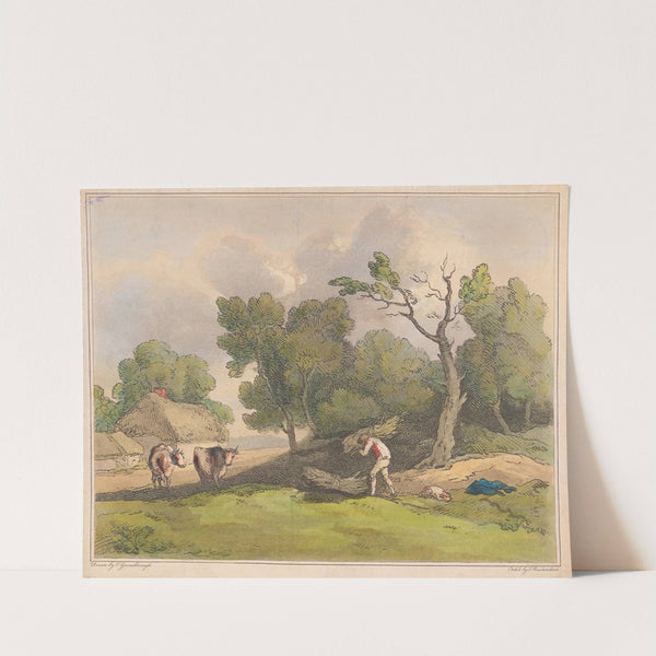 Woodgatherer in a landscape (1789) by Thomas Rowlandson