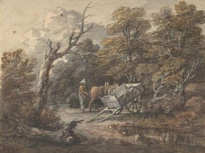 Woodland Scene with a Peasant, a Horse, and a Cart