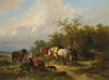Woodworkers resting on the edge of a forest