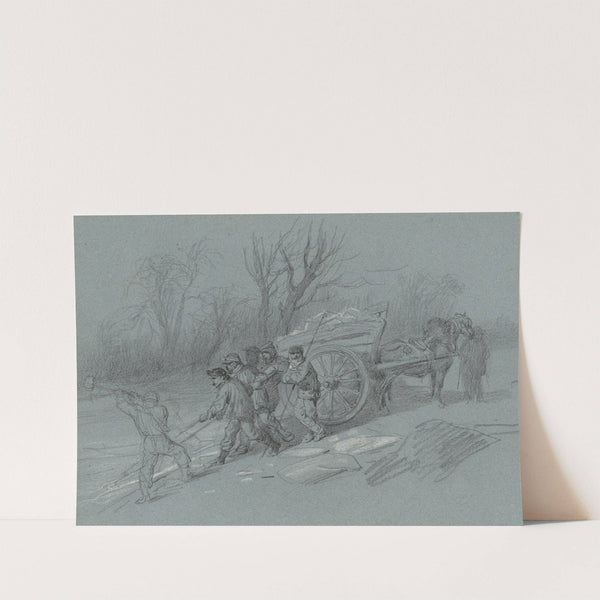 Workmen Gathering Ice at the Water&#039;s Edge by Hippolyte Lalaisse