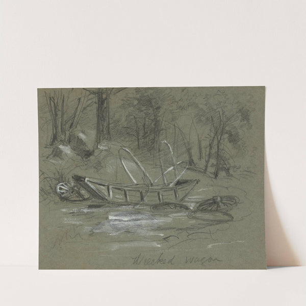 Wrecked wagon by Alfred Rudolph Waud