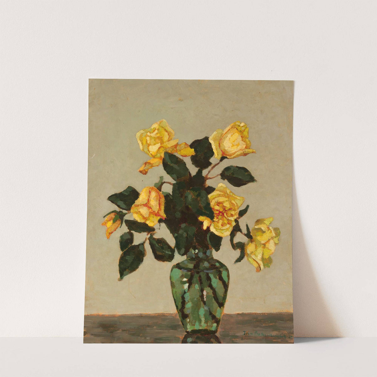 Yellow roses and green flower-vase (1934) by Jan Bohuszewicz