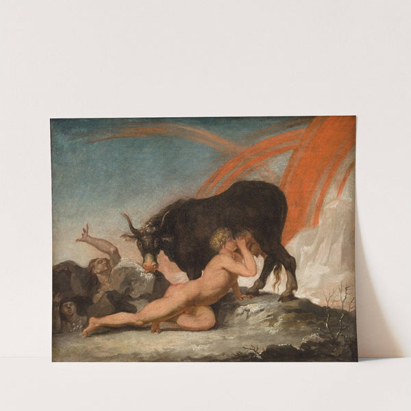 Ymir Suckling the Cow Audhumla (1775 – 1778) by Nicolai Abildgaard