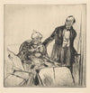 Seated print collector surrounded by portolios, next to him a standing man (1921-1922)