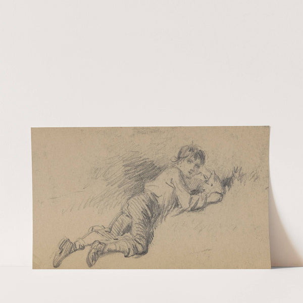 Young boy resting on the grass by Felix Octavius Carr Darley