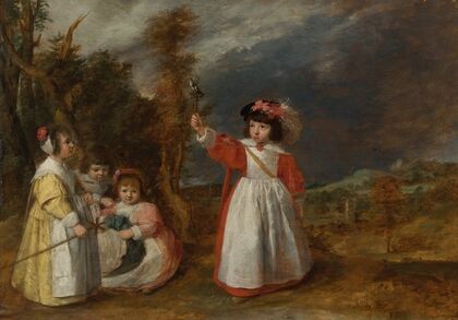 Young Children At Play In A Landscape