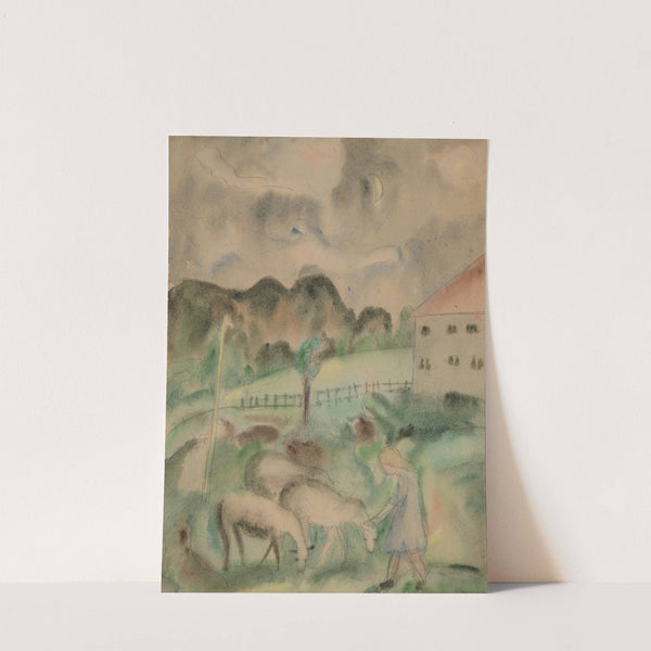 Young Girl and Sheep by Dora Bromberger