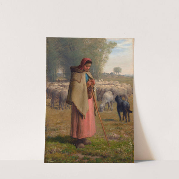 Young Girl Guarding Her Sheep by Jean-François Millet