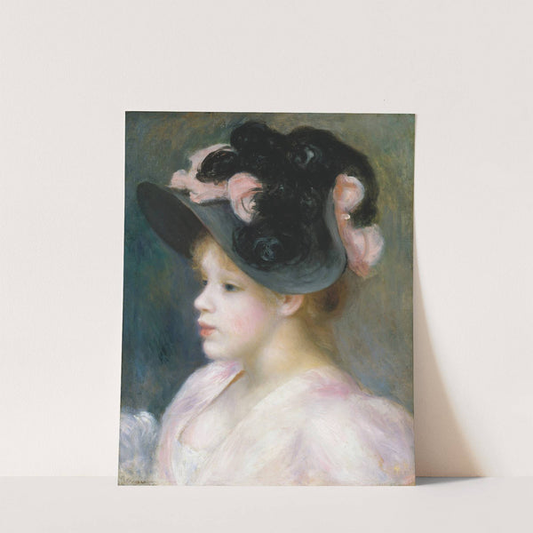 Young Girl in a Pink-and-Black Hat by Pierre-Auguste Renoir