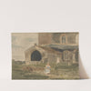 Young Girl Sitting on a Bank outside a Church by John Thirtle