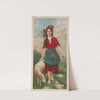 Young girl, wearing a red dress and blue apron full of wildflower (1900) by Gray Litho. Co
