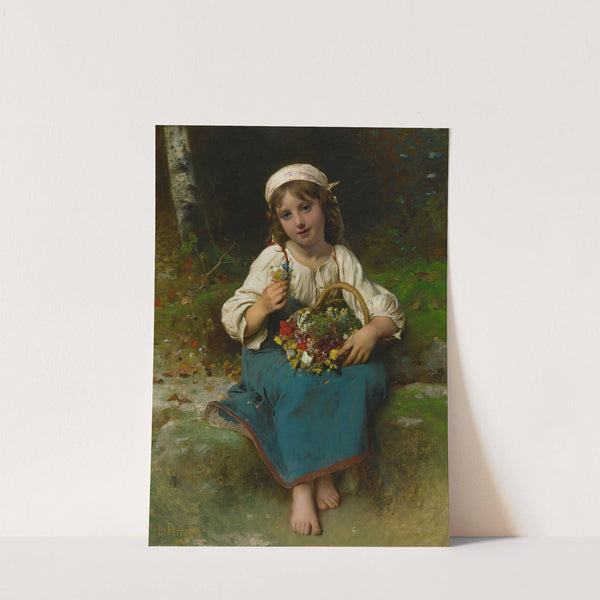 Young girl with a basket of flowers (1880) by Léon-Jean-Basile Perrault