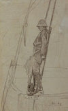 Young Man Leaning Against Sailboat Rigging