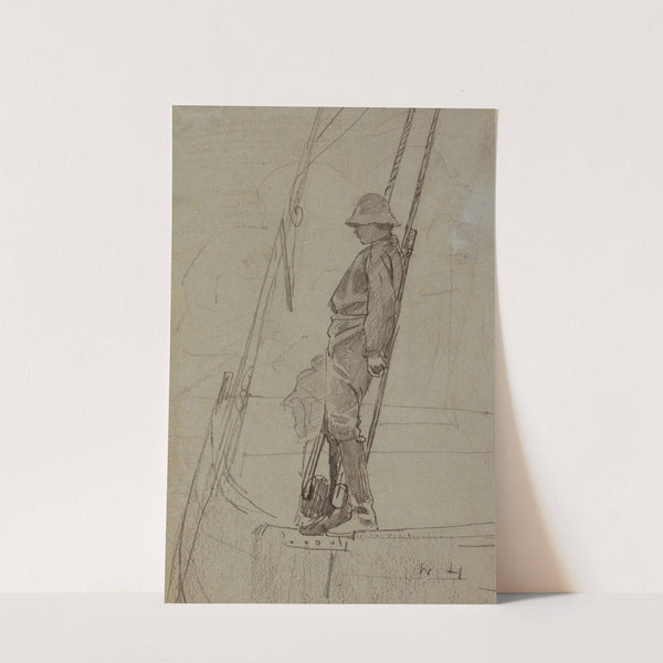 Young Man Leaning Against Sailboat Rigging by Winslow Homer