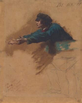 Young Man Leaning Forward with Outstretched Arms (Study for Soldiers Distributing Bread to the Poor) (c. 1851)