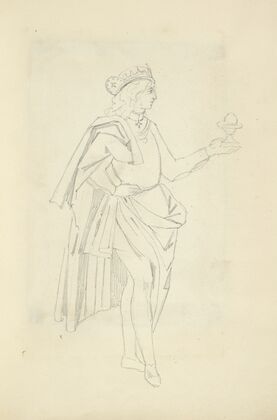 Young man wearing long shawl draped around his shoulder and hips