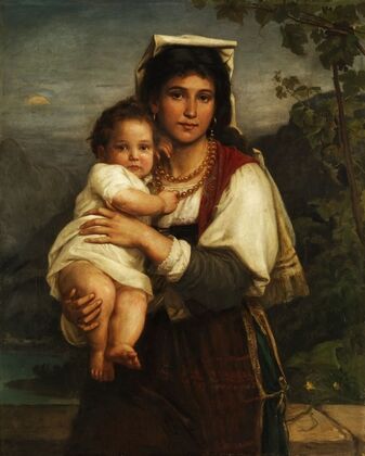 Young Roman woman with child – as Madonna Sistina (1877) — size preview