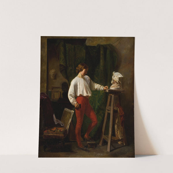 Young Sculptor in His Atelier by Continental School