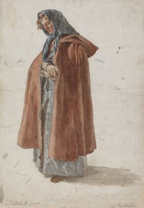 Young Woman In A Kerchief And Cloak At Hastings