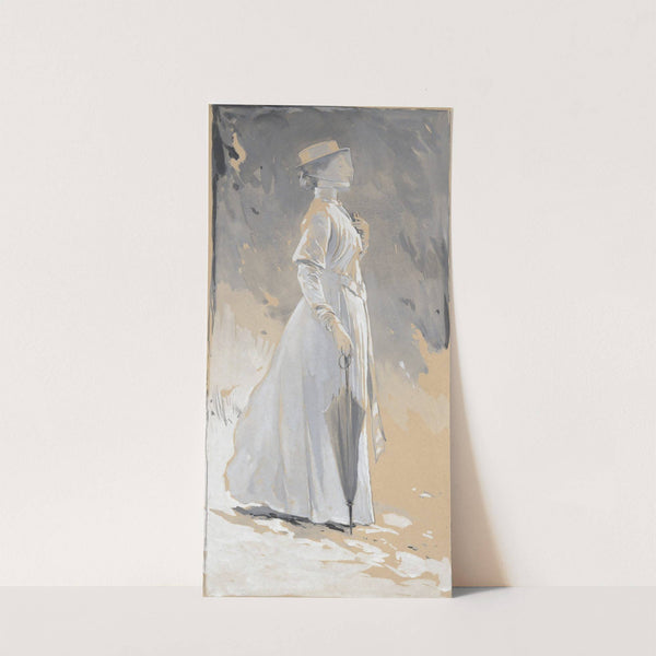 Young woman in white; Miss Cynthia – Illustration for &#039;The House with Cross&#039; by John White Alexander