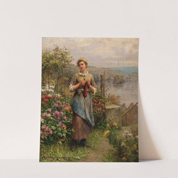 Young Woman Knitting by Daniel Ridgway Knight