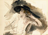 Young woman wearing a large  hat