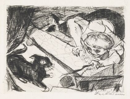Young Woman with Cat (1916)