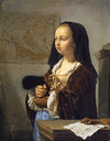 Young Woman with Feather Fan Prepared to Go Out (1657-59)