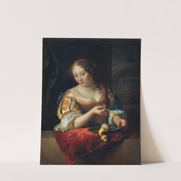 Young Woman with Lemon by Godfried Schalcken