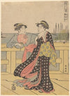 Young Women Enjoying the Fresh Air of the Evening on the Bridge