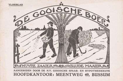 Zaaiende en oogstende boer
