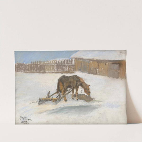 Zasnežený dvor s koníkom by Helene Büttner