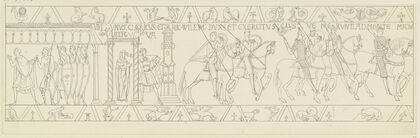 Zeichnung nach dem Bildteppich von Bayeux
