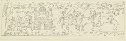 Zeichnung nach dem Bildteppich von Bayeux
