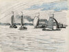 Zeilboten op watervlakte