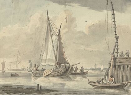 Zeilschepen op de rivier bij Dordrecht