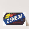 Zeneda Brand Florida Citrus Label (1930-1950)