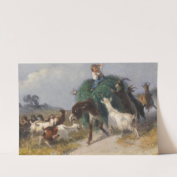 Ziegen erobern einen Heuwagen by Giuseppe Palizzi