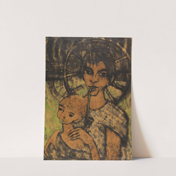 Zigeunermadonna (Zigeunerin mit Kind vorm Wagenrad) by Otto Mueller