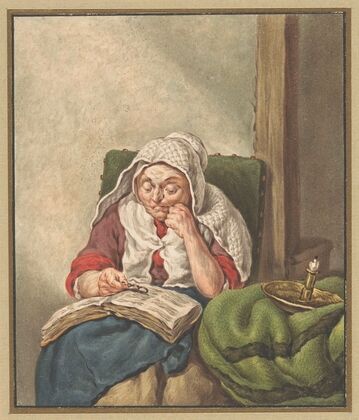Zijn moeder, in de bijbel lezend