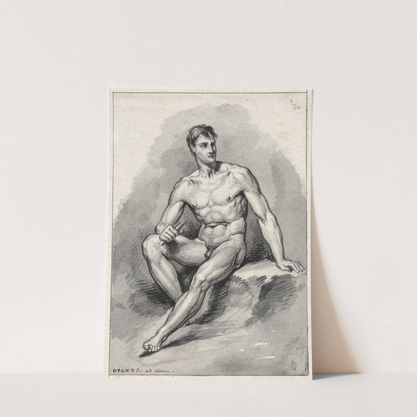 Zittend mannelijk naakt by David Humbert de Superville