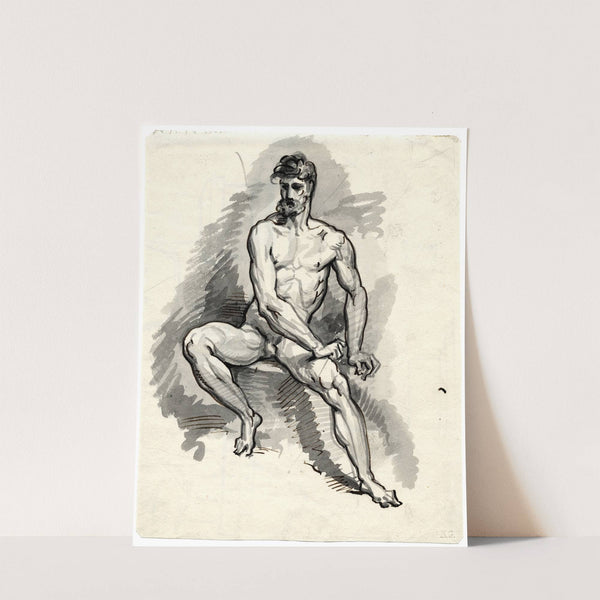 Zittend mannelijk naakt by David Humbert de Superville